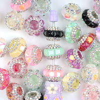 Perles à facettes en strass, style européen, à grand trou, en vrac, fournitures de perlage, fabrication de bijoux DIY, vente en gros