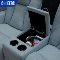 MANWAH CHEERS Canapé de cinéma maison inclinable en tissu bleu avec port USB et pour le salon Home cinéma
