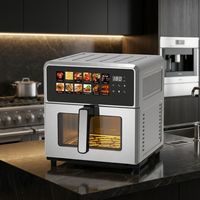Friteuse à air intelligente 2150W 10L avec fenêtre transparente et écran LED, en acier inoxydable brossé, four sain sans huile pour la maison
