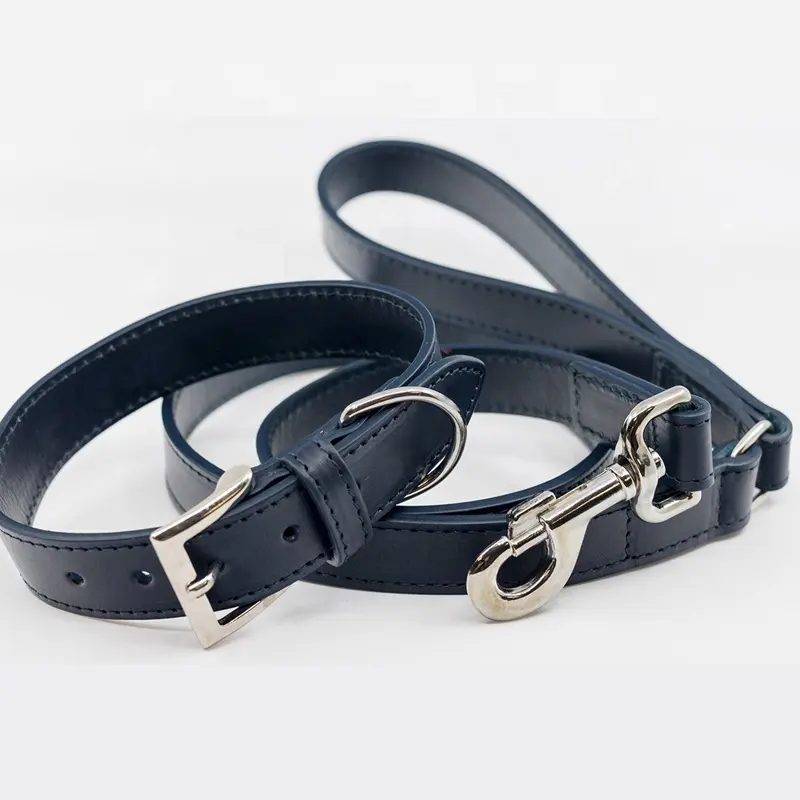 CHANGRONG Custom Adjustable luxury leather dog collar and leash set