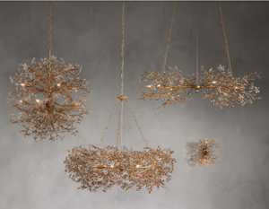 Lampadario JYLIGHTING <span class=keywords><strong>Fiore</strong></span> Crown, Luce a Forma di Lucciola per Soggiorno, Elegante Lampada a Sospensione Rotonda in Metallo a Forma di Ramo d'Albero per Sala da Pranzo e Matrimoni - Product Image 4
