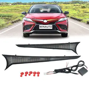 Winauto Led chạy ban ngày ánh sáng LED Sương Mù Ánh sáng lưới tản nhiệt ánh sáng cho Toyota Camry 2018 2023 DRL ánh sáng ban ngày với tín hiệu rẽ