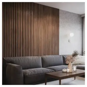 Dekorasi dalam ruangan gunakan pelapis kayu plastik komposit Panel dinding latar belakang bergalur untuk interior