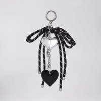 EDGE personnalisé Style doux mignon imprimé léopard coeur miroir porte-clés nœud corde sac à main coloré nœud accessoire sac breloque pour les femmes