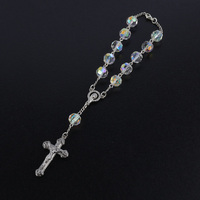 Chapelet de perles de cristal multicolore de haute qualité avec chapelets chrétiens Maria collier en métal Bracelet de perles de verre 10MM
