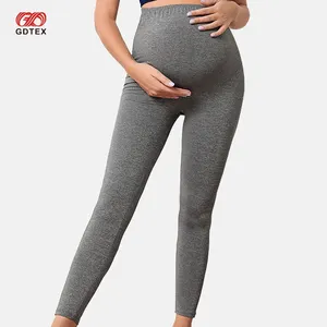 GDTEX logotipo personalizado de alta calidad ropa activa mujeres suave cintura alta mallas elásticas poliéster yoga embarazo maternidad mallas