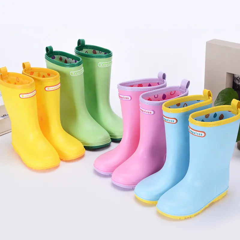 Di modo variopinto non-slip per bambini in pvc stivali da pioggia impermeabili stivali di gomma sveglio di buona per bambini a buon mercato stivali da pioggia per i bambini