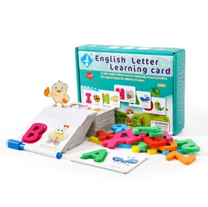 זול ילדים חינוכיים 26 אותיות האלפבית כרטיס קוגניציה אוריינות משחק