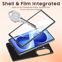 Étui de téléphone en cuir PU à axe central magnétique de qualité supérieure pour Samsung Z Fold 7 8 Ultra avec protection d'écran en verre anti-traces de doigts