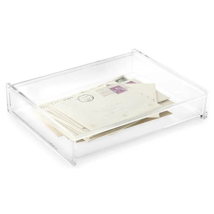 Caja acrílica transparente personalizada, con tapa de bisagra, grande, multiusos, para guardar joyas