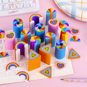 Borradores para Niños, Corazón Arcoíris <span class=keywords><strong>3D</strong></span>, 6 Piezas/Juego, Caja de Regalo de Papelería, Juego de Borradores Kawaii para Niños al por Mayor - Product Image 3