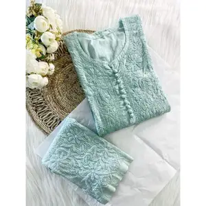 핑크 컬러 디자인 punjabi 유행 인도 리셉션 특별 세트 Chikankari Kurti 도매 가격에 여성을위한