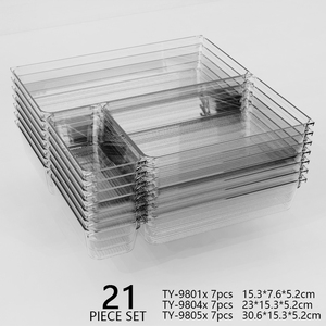 Set di Organizzatori per Cassetti Rettangolari in 5 Misure, Moderni Contenitori in Plastica PET per Camera da Letto e Bagno, per Cosmetici - Product Image 2