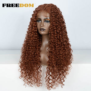 FREEDOM Perruque Lace Front pour femmes en fibre synthétique haute température bouclée, densité 130%, 30 pouces, pour brun, blond, rouge, baby - Product Image 4