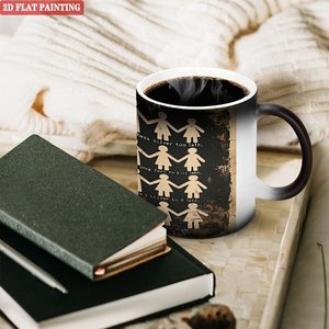 Custom Pattern Printed Mug Frosted Black 11oz <b>Ceramic</b> Heat Sensitive Blank <b>Cup</b> - Product Image 3