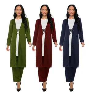 2021 New Design arab malaysia clothes muslim women suit tops and pants three-piece set