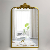 Hot Sale for Glam Iron Frame Clear Float Glass Gold Picture Frame Wall Mirror for Hotel Decor Baroque Style Customizable