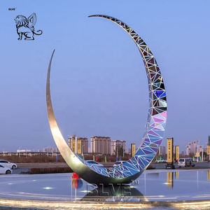 Fuente de Agua para Exteriores BLVE, Escultura de Alas de Ángel de Acero Inoxidable, Arte Moderno Pulido a Espejo, para Parque - Product Image 6