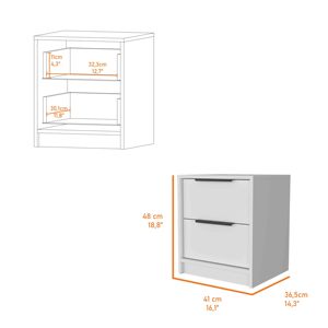 Washington Nightstand Two Large <b>Drawers</b> <b>Storage</b> Cabinet Bedroom Furniture - Product Image 3
