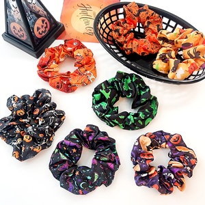 Großhandel Urlaub Vintage Retro Geist Schädel Skelett Kürbis elastische Haar gummi Stoff Druck Haar bänder Halloween Haar gummis - Product Image 4