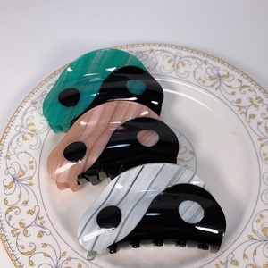 Nouveau potins demi-rond acide acétique épingle à cheveux Tai Chi Bagua éléments Totem épissage cheveux griffe grande pince - Product Image 5