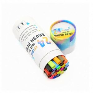 Juego de Marcadores de Acuarela de Doble Punta de 24 Colores, Rotulador de Doble Punta con Pincel de Agua, en Caja de Cartón, Marcadores de Arte - Product Image 5