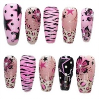 24 faux ongles gothiques faits à la main, forme amande moyenne, avec papillons 3D, étoiles argentées et motifs irréguliers, prêts à poser, style punk noir Y2K