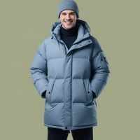 Vestes et manteaux en duvet de canard blanc 90% personnalisés OEM ODM pour hommes, avec capuche amovible, grandes poches, style business, longs, décontractés, pour l'hiver