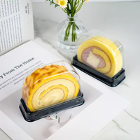Boîte d'emballage transparente en PET de qualité alimentaire pour gâteau roulé, boîte à gâteau jetable pour pâtisserie, conteneur transparent en plastique pour tranches de gâteau