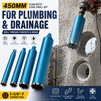 Broca de hormigón de 450 mm con vástago de 1-1/4 "-7 para perforación de orificios de drenaje en hormigón armado