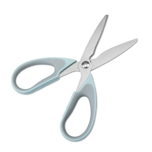 <b>Kitchen</b> <b>Scissors</b> Stainless Steel Blue Gray Straight Head For Home Use - Product Image 1