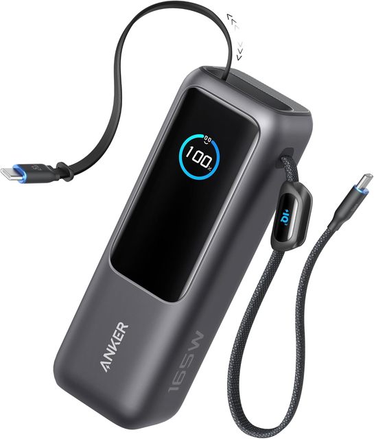 Anker 25000mAh 165W Power Bank Ultra-Fast Portable Charger for Dual Laptops Retractable Cables Fast Charging Battery Pack