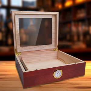 Cajas de puros de madera de cedro español personalizadas de lujo al por mayor, humidificador de viaje ecológico con diseño de gabinete, técnicas de laca - Product Image 5