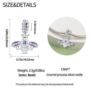 Diseño Personalizado - Cuentas Luminosas Estilo <span class=keywords><strong>Pandora</strong></span> <span class=keywords><strong>Originales</strong></span> con Forma <span class=keywords><strong>de</strong></span> Camaleón y Luciérnaga para Pulsera, Joyería <span class=keywords><strong>de</strong></span> Plata 925 con Baño <span class=keywords><strong>de</strong></span> Cobre - Product Image 3