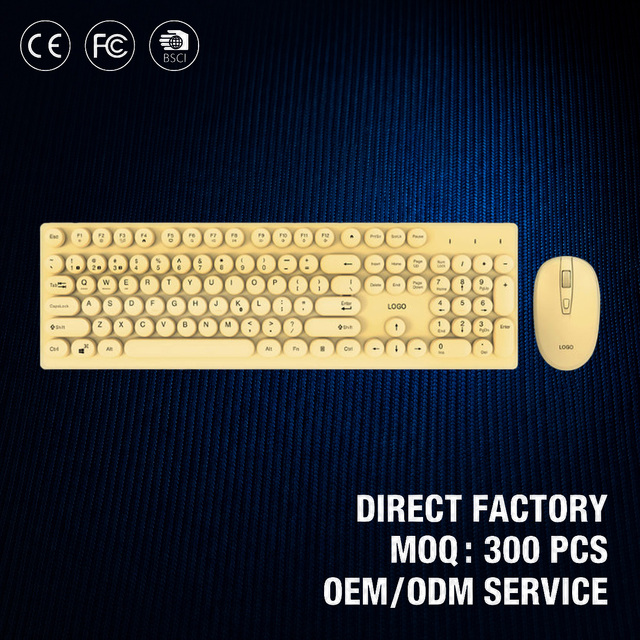 High Performance Silent Wireless Ultra Thin Keyboard Mouse Combo 1600DPI Rechargeable Full-Size Retro Aesthetics Esports Stock