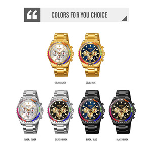 Reloj cronógrafo redondo para hombre, reloj de pulsera de lujo de acero inoxidable, reloj de cuarzo resistente al agua 30M - Product Image 3