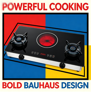 Cuisinière infrarouge à gaz double combustible 3 brûleurs, 2000W, cuisinière multi-cuisson pour les familles occupées, cuisson multi-plats en une seule cuisson - Product Image 5