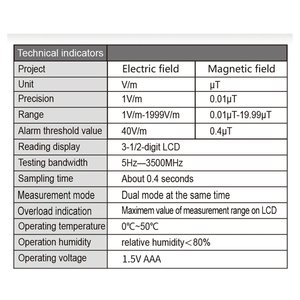 WINTACT WT3121 Radiação Eletromagnética Tester Portátil Digital LCD Elétrico Campo Magnético EMF Medidor Dosímetro <span class=keywords><strong>Detector</strong></span> - Product Image 6