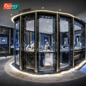 <span class=keywords><strong>Vitrine</strong></span> de présentation de bijoux en <span class=keywords><strong>verre</strong></span> design avec cadre métallique et éclairage <span class=keywords><strong>LED</strong></span> pour boutique et zone de vente au détail - Product Image 3