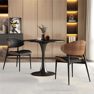 Chaise de salle à manger minimaliste italienne en bois massif sans accoudoirs avec revêtement en similicuir et pieds en métal pour la maison, l'hôtel ou le <span class=keywords><strong>restaurant</strong></span> - Product Image 6