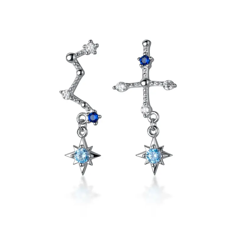 Sterling silver earrings female sweet diamond cross lily jewelry