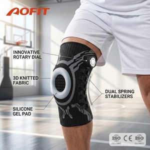 AOFIT Genouillère de soutien réglable en nylon tricoté respirant avec double ressort, protection pour le basketball, unisexe - Product Image 1