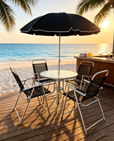 Ensemble de mobilier de patio extérieur 6 pièces en gros, avec chaises pliantes à structure métallique durable, table résistante aux UV et parasol