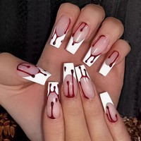 Faux Ongles 3D Français Halloween en ABS Faits Main Vente en Gros Logo Personnalisé Luxe Design Citrouille Fantôme Effrayant 24 Embouts Stiletto Nail Art