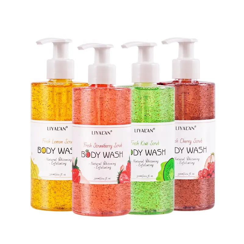 Private Label Natural Organic Body Wash Scrub Fruit Flavor Lightening Whitening Shower Gel