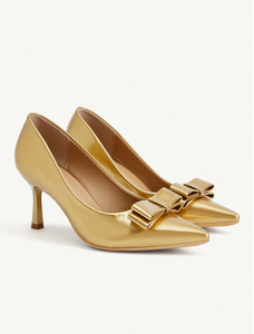 Nouvelles sandales à talons fins à bout pointu avec nœud papillon, escarpins dorés tendance, chaussures élégantes et chics <span class=keywords><strong>pour</strong></span> le travail - Product Image 4