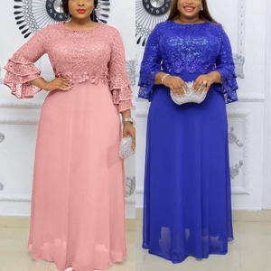 Robes de fête africaines grande taille pour femmes, robes de mariée élégantes en dentelle Ankara Dashiki, robes maxi musulmanes turques tendance - Product Image 1