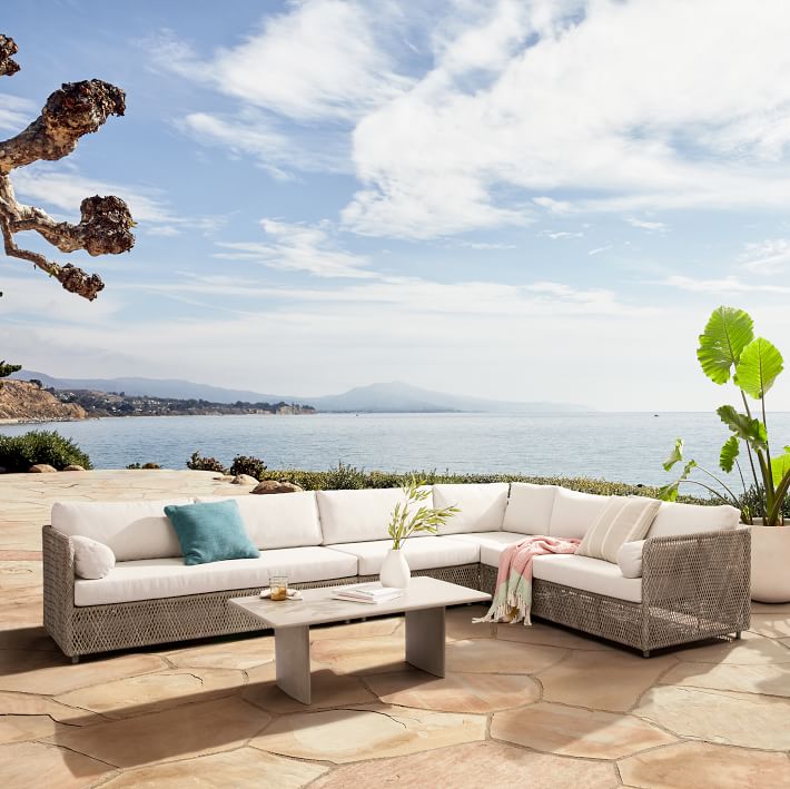 Patio couch sofa set garden set wicker furniture outdoor 4-piece L-shaped sectional