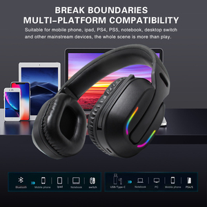 Casque de jeu sans fil 2,4 G BT 5.4 à faible latence, compatibilité multiplateforme pour TV/PC/<span class=keywords><strong>PS4</strong></span>/téléphone portable, écouteurs sans fil - Product Image 4