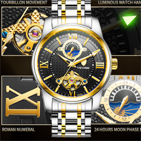 TEVISE T805D 805D Automatische Tourbillon Mechanische Herrenuhr Hochwertige Luxus Mode Edelstahl Uhren für Männer